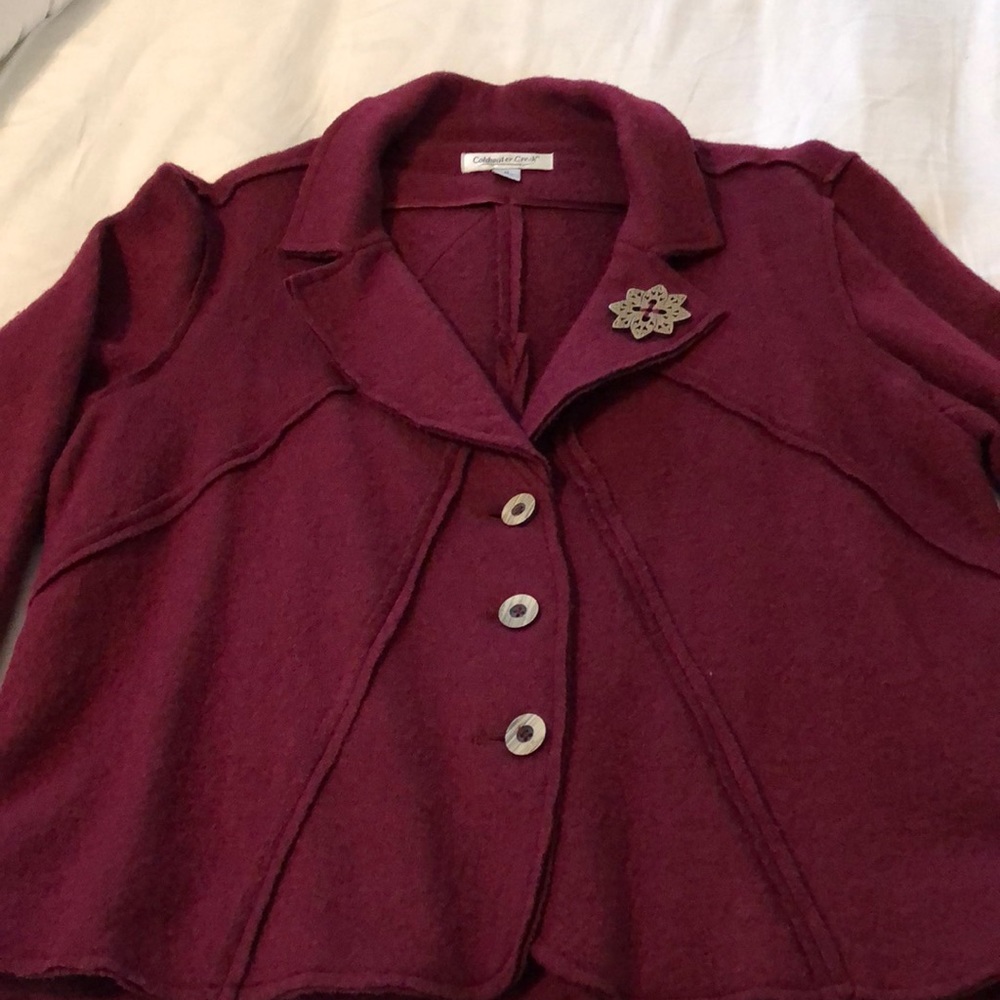 Coldwater Creek short jacket, wine colored, size M